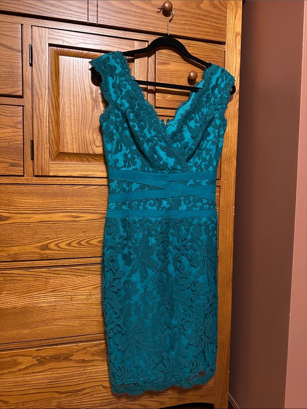 Tadashi Shoji Teal Lace Midi Dress